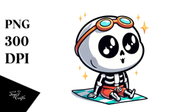 Silly Cartoon Skeletton with Beach Wear PNG Product Image 1