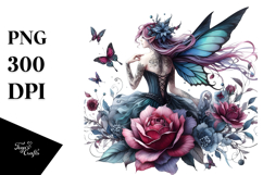 Gothic Fairy on Flower from Back PNG Product Image 1