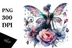 Gothic Fairy on Flower PNG Product Image 1