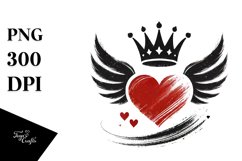 Heart with Wings and Crown PNG Product Image 1