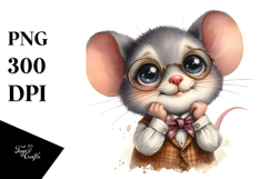 Funny Mouse Portrait | Watercolor Clipart Product Image 1