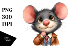 Funny Mouse Portrait | Watercolor Clipart Product Image 1