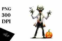 Funny Zombie Halloween Clipart PNG Product Image 1