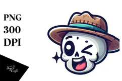 Silly Cartoon Suggar Skull with Winking Eye PNG Product Image 1
