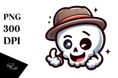 Silly Cartoon Suggar Skull with Winking Eye PNG Product Image 1