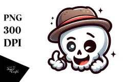 Silly Cartoon Suggar Skull with Winking Eye PNG Product Image 1