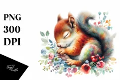Colorful Baby Squirrel Watercolor Splash Clipart Product Image 1
