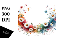 Abstract Colorful Daisy Frame PNG Product Image 1