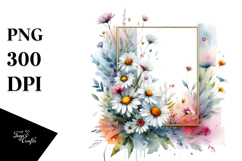 Colorful Abstract Daisy Frame PNG Product Image 1