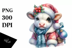 Cute Baby Cow Christmas Clipart Product Image 1
