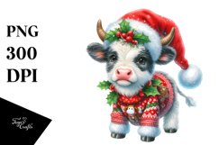 Cute Baby Cow Christmas Clipart Product Image 3