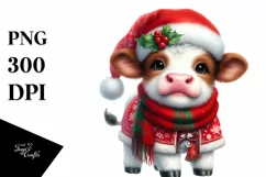 Cute Baby Cow Christmas Clipart Product Image 3