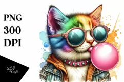 Colorful Kitten Sunglasses Chewing Gum Fun Vibrant Product Image 3