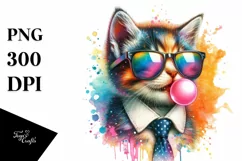 Colorful Kitten Sunglasses Chewing Gum Fun Vibrant Product Image 1