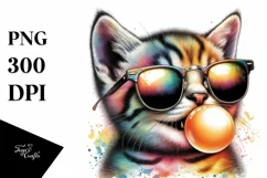 Colorful Kitten Sunglasses Chewing Gum Fun Vibrant Product Image 3