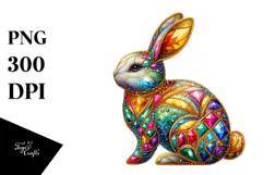 Colorful Bunny Made of Diamonds PNG Product Image 1
