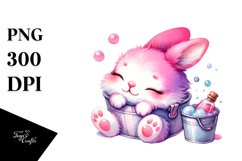 Colorful Baby Bunny Sleeping Bublly | Sublimation | Clipart Product Image 1