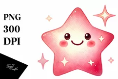 Simple Pinkish Watercolor Star PNG Product Image 1