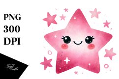 Simple Pinkish Watercolor Star PNG Product Image 1