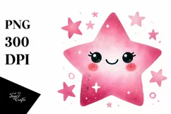 Simple Pinkish Watercolor Star PNG Product Image 1