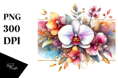 Horizontal Frame with Abstract Orchid PNG Product Image 1