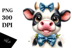 Cow with Bow and Tie PNG Product Image 1