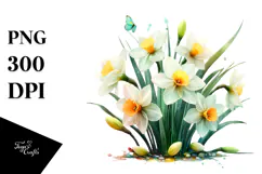 Narcissus Watercolor Splash PNG Product Image 1