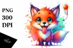 Whimsical Fox with Tongue Out | Sublimation | Clipart Product Image 1