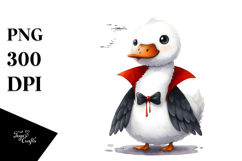 Funny Vampire Swan Watercolor Clipart Product Image 1