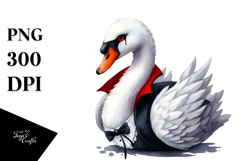 Funny Vampire Swan Watercolor Clipart Product Image 1
