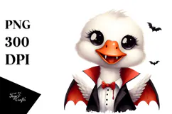 Funny Vampire Swan Watercolor Clipart Product Image 1