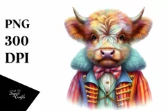 Colorful Baby Cow in Ringmaster Coat PNG Product Image 3