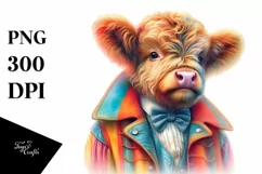 Colorful Baby Cow in Ringmaster Coat PNG Product Image 3