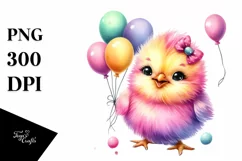 Colorful Baby Chicken With Balloons | Sublimation | Clipart Product Image 3