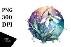 Stained Snowdrop Watercolor Clipart Product Image 3
