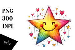 Colorful Star with Hearts, Transparent PNG Product Image 1