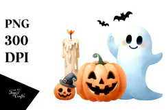 Simple Funny Halloween Clipart with Candle PNG Product Image 1
