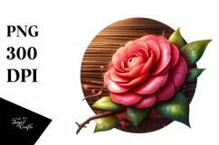 Glossy Camellia Round Wood | Clipart Product Image 1