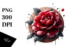 Glossy Camellia Round Wood | Clipart Product Image 3