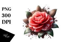 Glossy Camellia Round Wood | Clipart Product Image 3