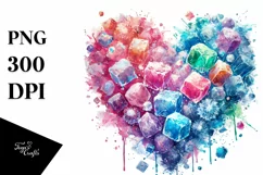 Ice Heart, Watercolor PNG Product Image 1