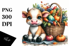 Colorful Baby Cow | Watercolor | Basket Product Image 3