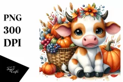 Colorful Baby Cow | Watercolor | Basket Product Image 1