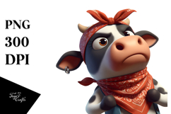 Cartoon Cow with Bandana PNG Product Image 1