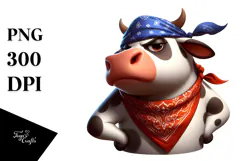 Cartoon Cow with Bandana PNG Product Image 1