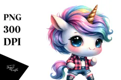 Cute Unicorn with Cool Haircut, PNG Product Image 1