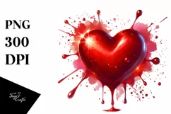 Red Glossy Heart, Digital Painting PNG Product Image 1