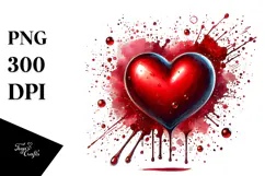 Red Glossy Heart Digital Painting PNG Product Image 1