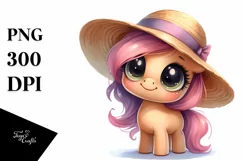 Funny Baby Poney Sun Hat Clipart Product Image 1