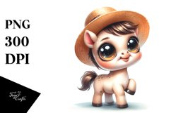 Funny Baby Poney Standing Sun Hat Clipart Product Image 1